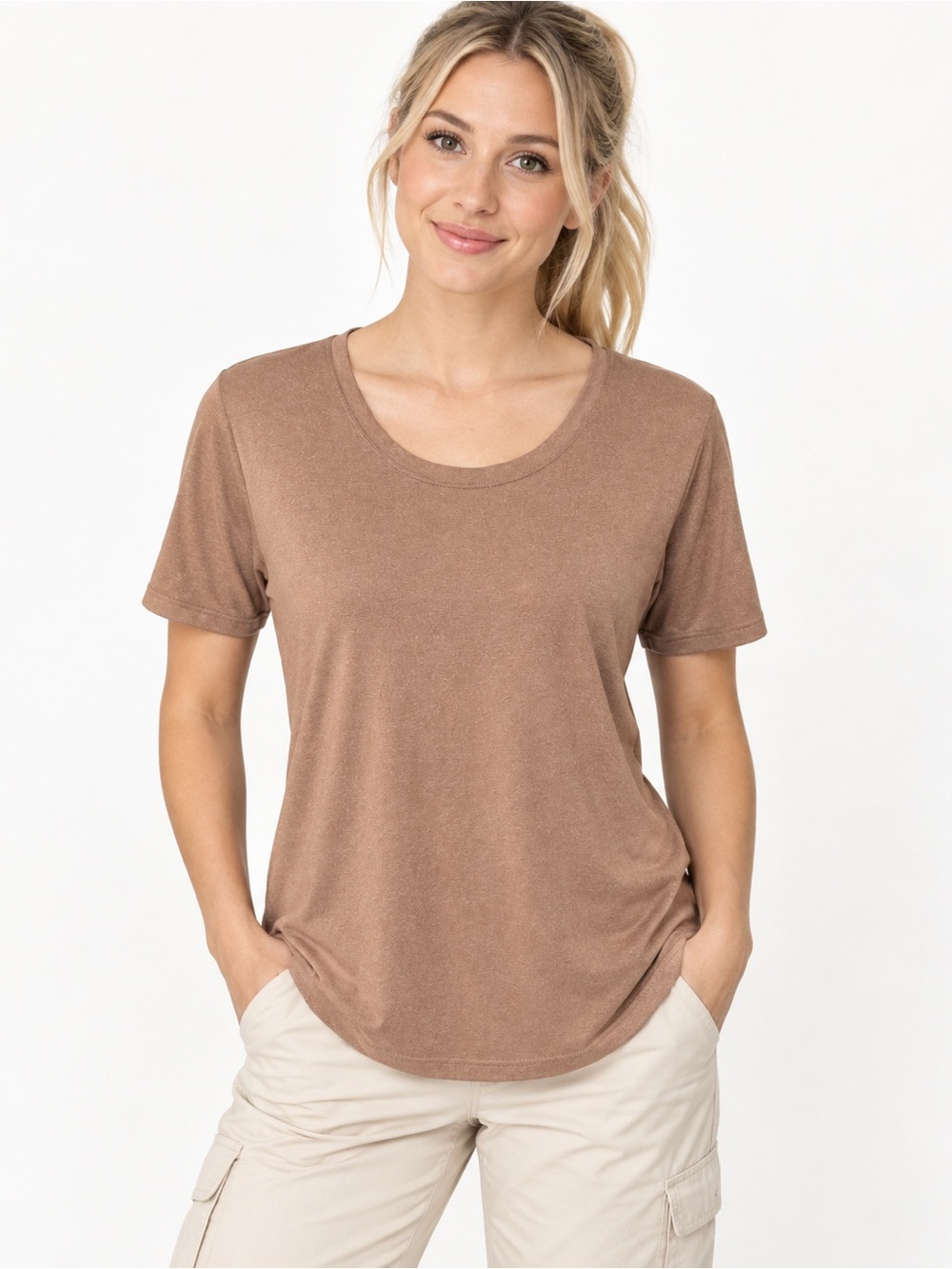 REI Co-op Soft Stretch Short Sleeve T-Shirt Size S Brown